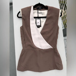 ELISABETTA FRANCHI Tan Blazer Vest IT42  Beige Made in Italy